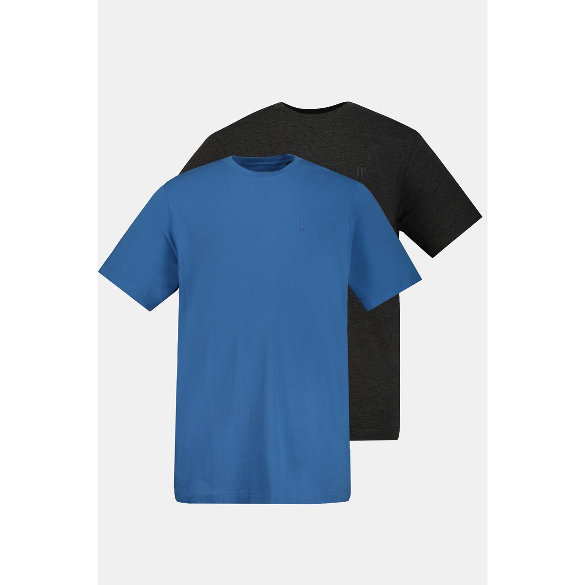 Lot de 2 T-shirts, col rond, collection Basic bleu égée, JP1880