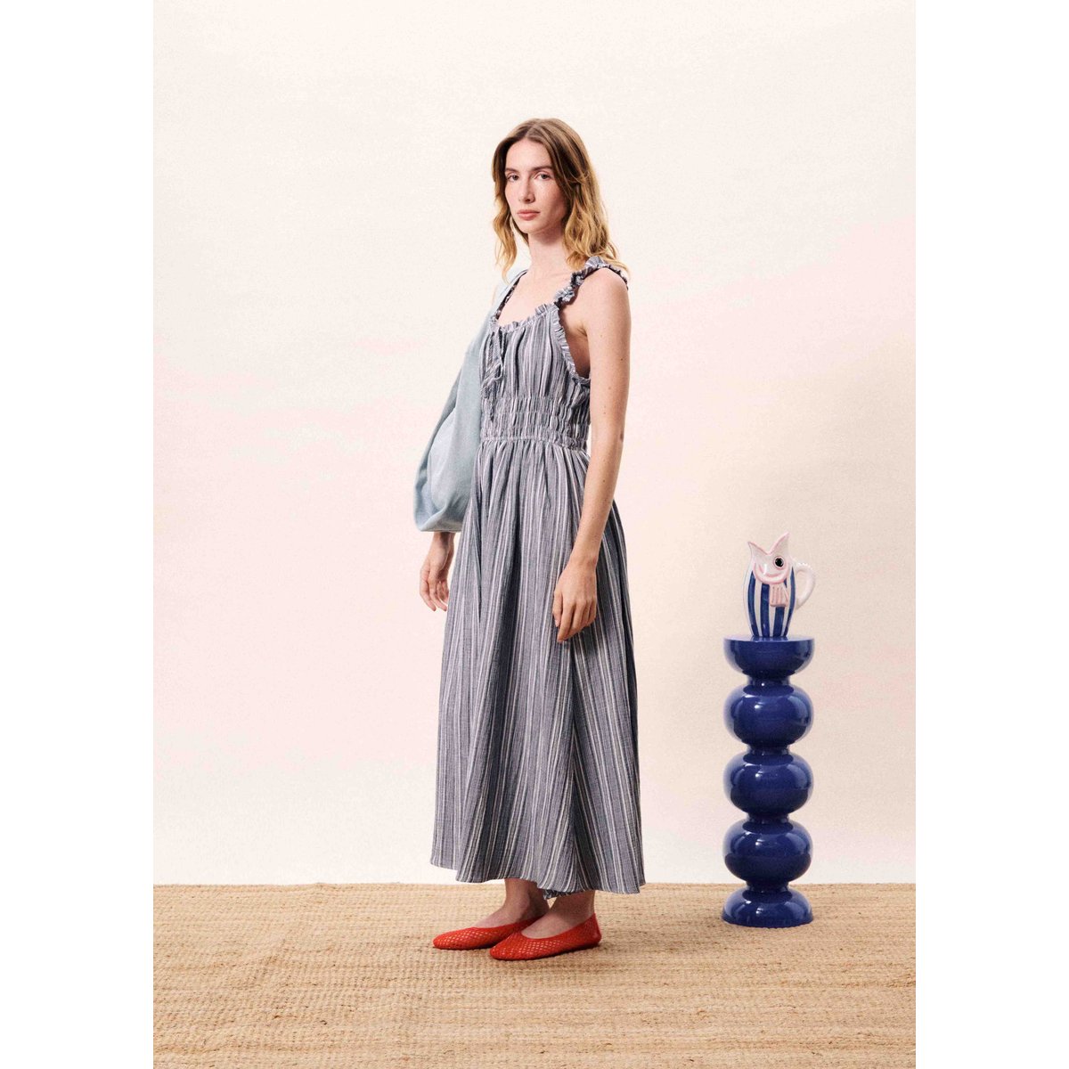 Robe en coton OBEA bleu jean, FRNCH
