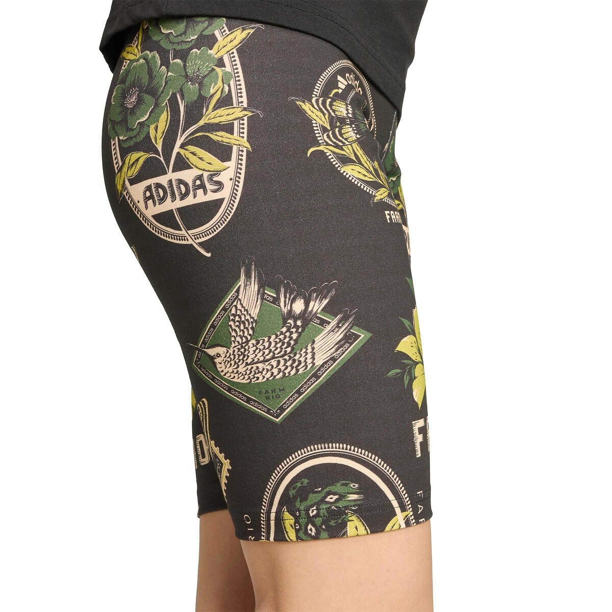 Farm Rio Printed Cycling Shorts black print, ADIDAS SPORTSWEAR