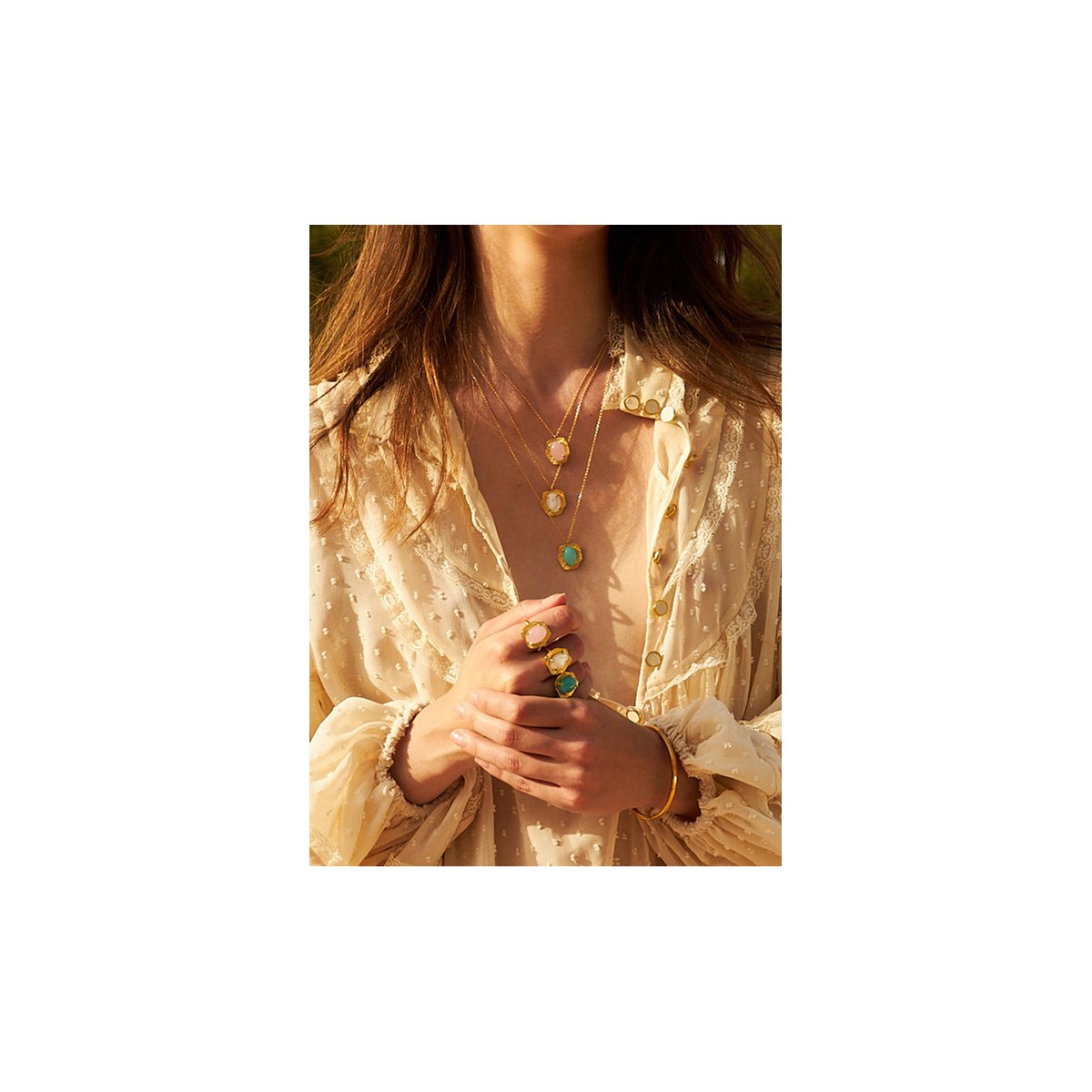 Collier quartz rose doré - swann rose, CAROLINE NAJMAN