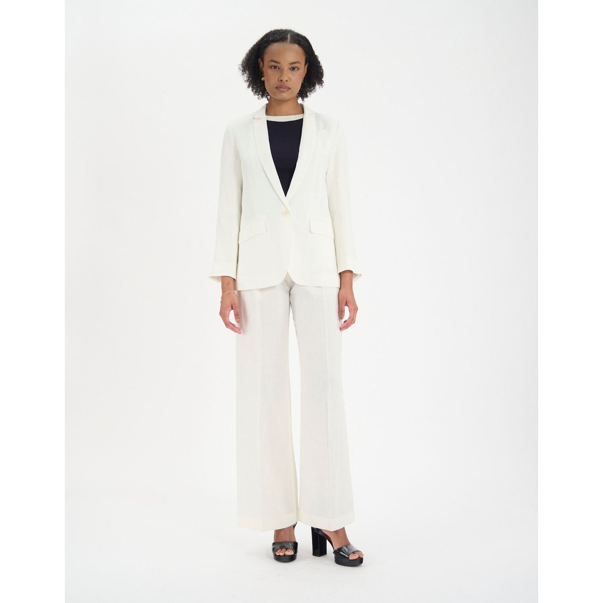 Veste Bruna en lin blanc white, INES DE LA FRESSANGE PARIS