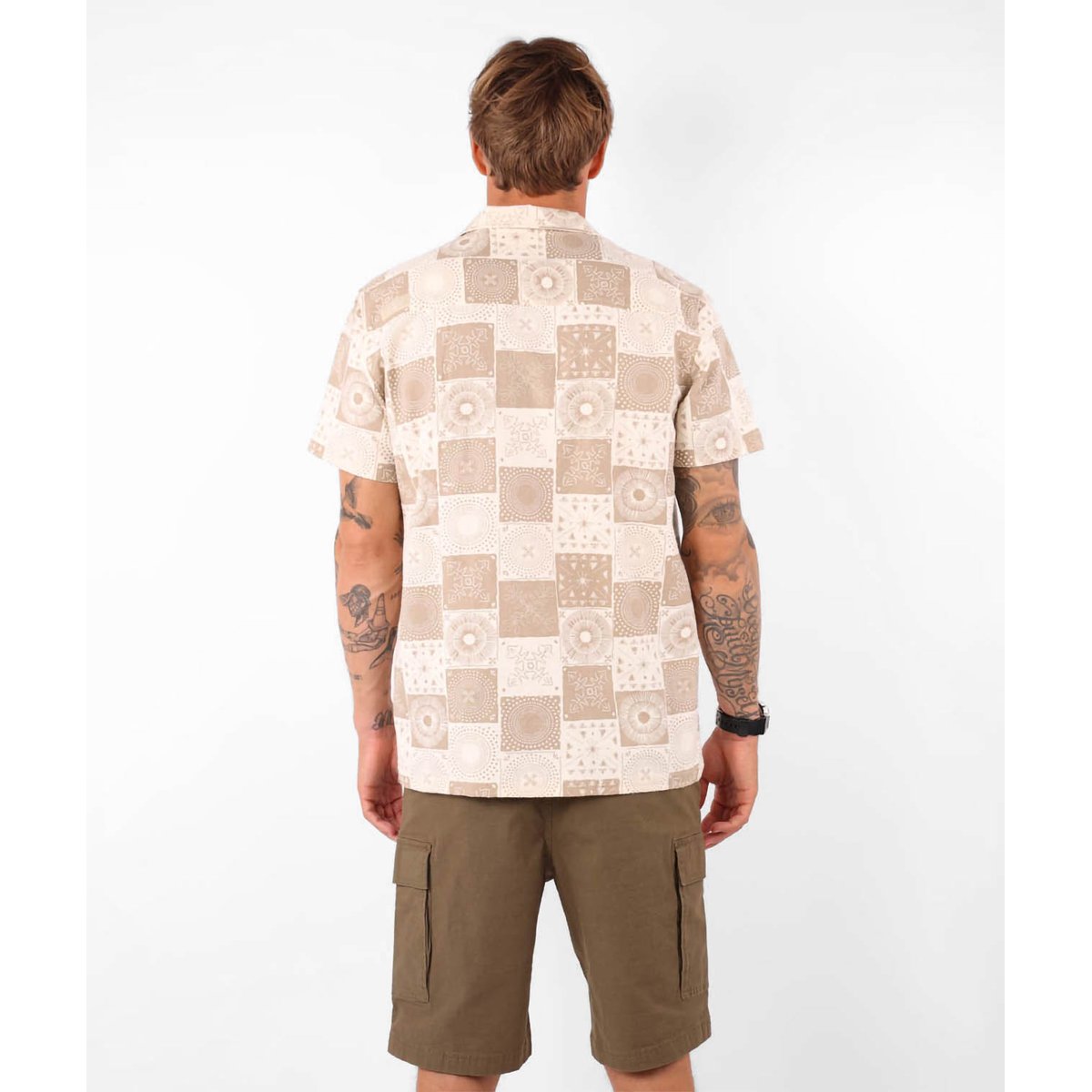 Chemise manches courtes imprimée lin CHEERS sable, OXBOW