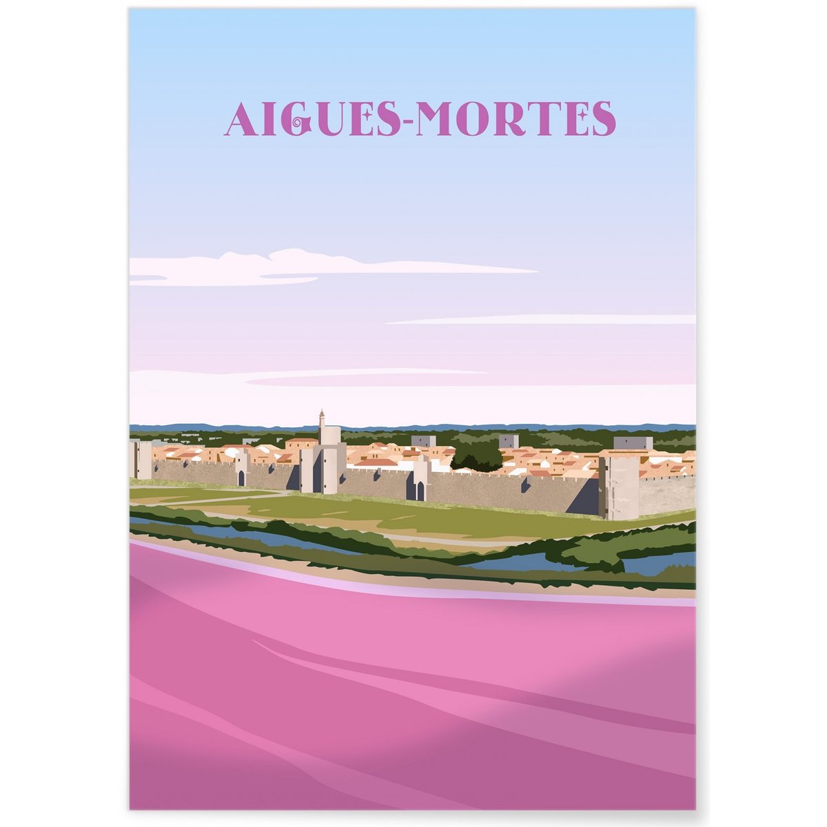 Affiche ville Aigues-Mortes blanc, L'AFFICHERIE