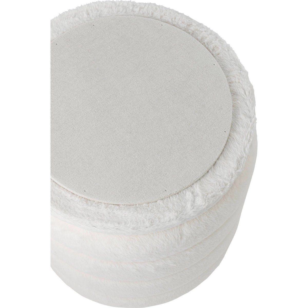 Pouf rond coffre de rangement tout doux blanc, RECOLLECTION
