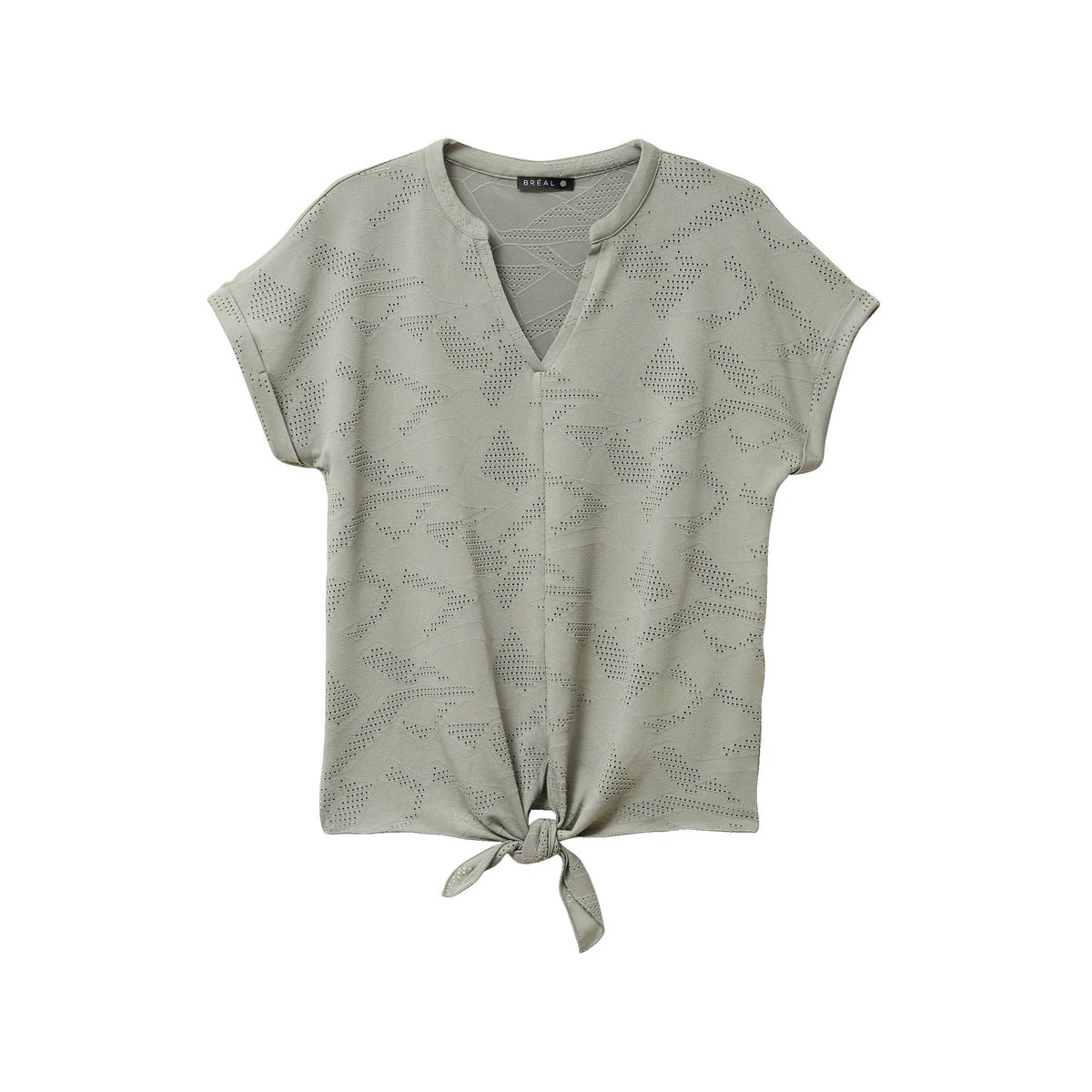 T-shirt col tunisien manches courtes vert clair, BREAL