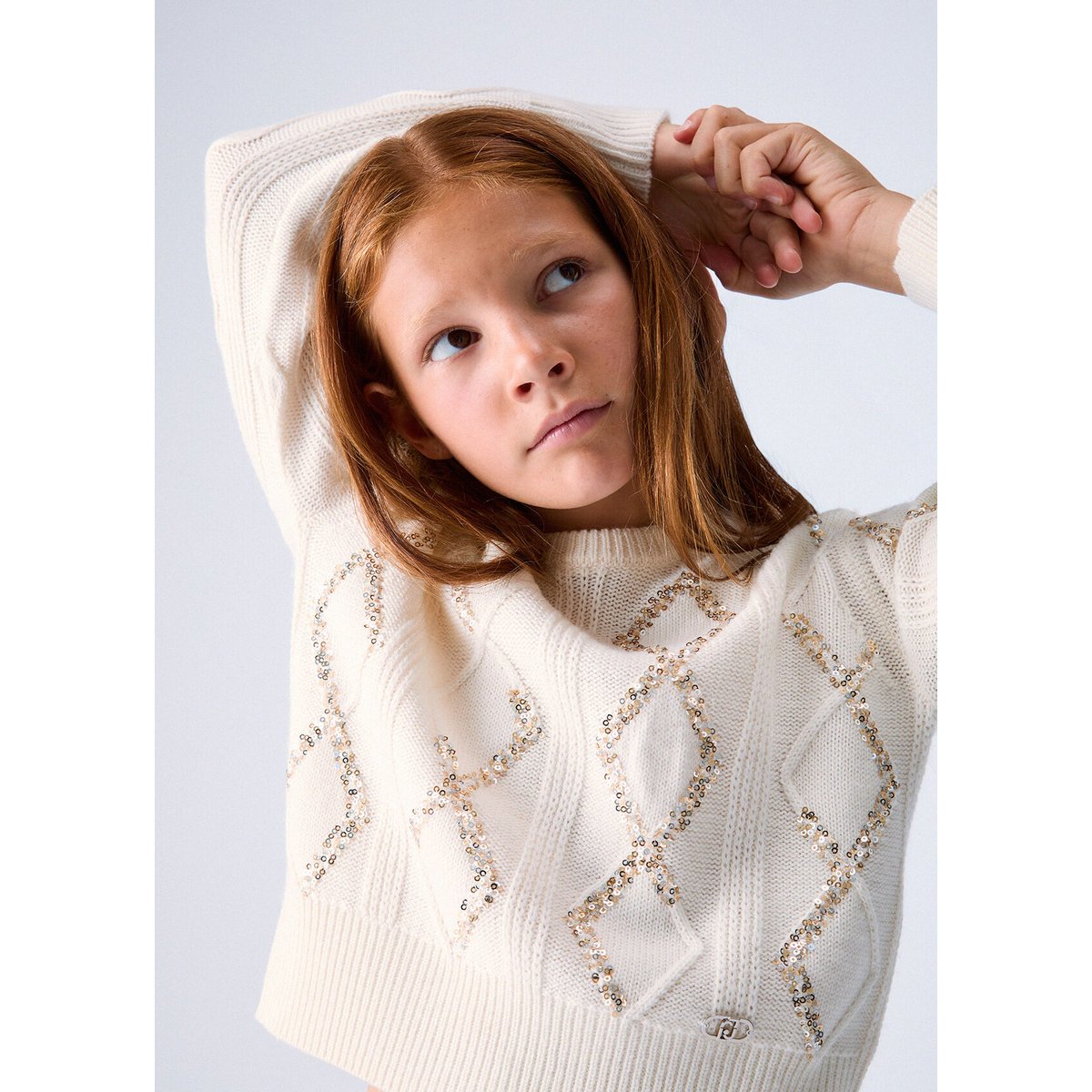 Pull en laine avec paillettes blanc, LIU JO