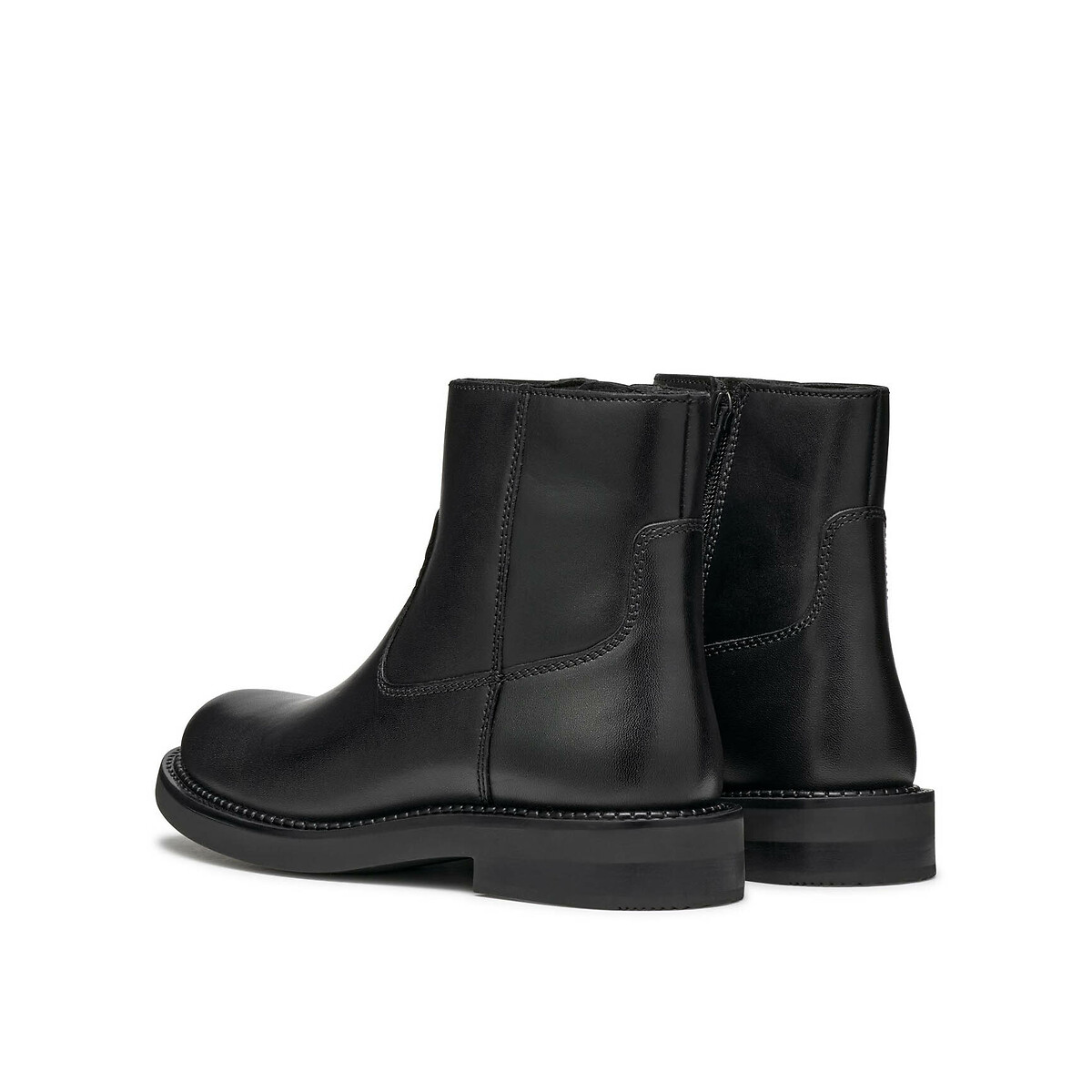 Serilda Leather Ankle Boots with Flat Heel and Zip Fastening black, GEOX