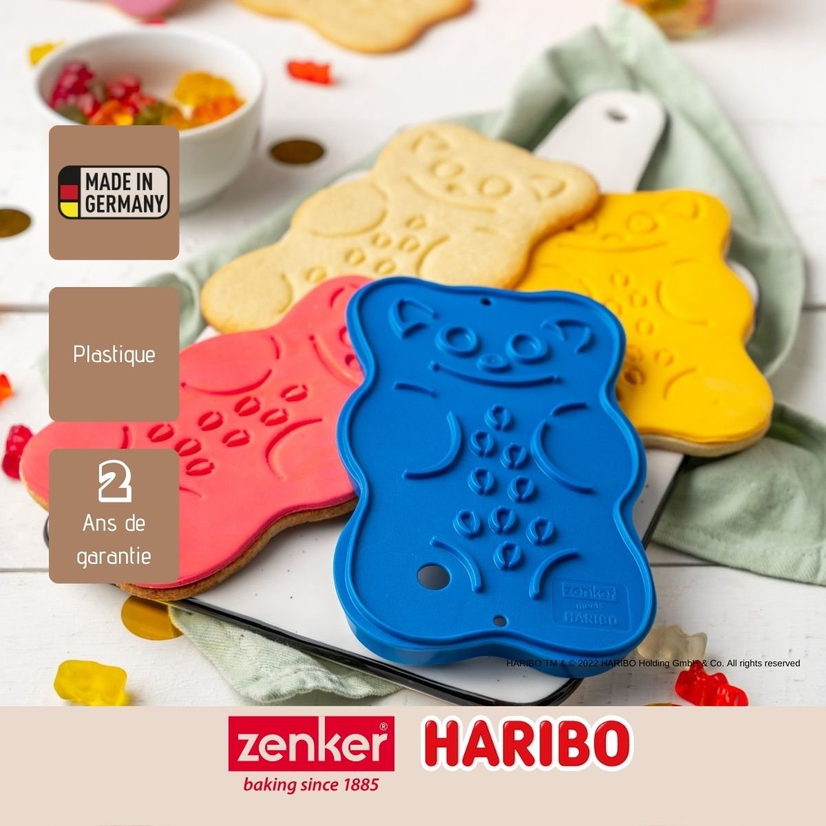 Emporte-pièce biscuits 2 en 1 HARIBO bleu, ZENKER