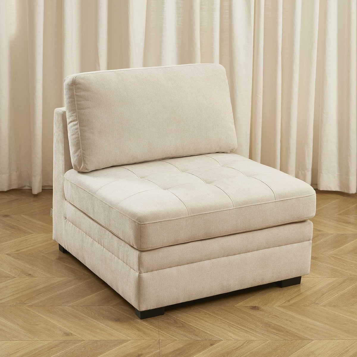 Chauffeuse 1 place en tissu BILLIE beige, SORELH