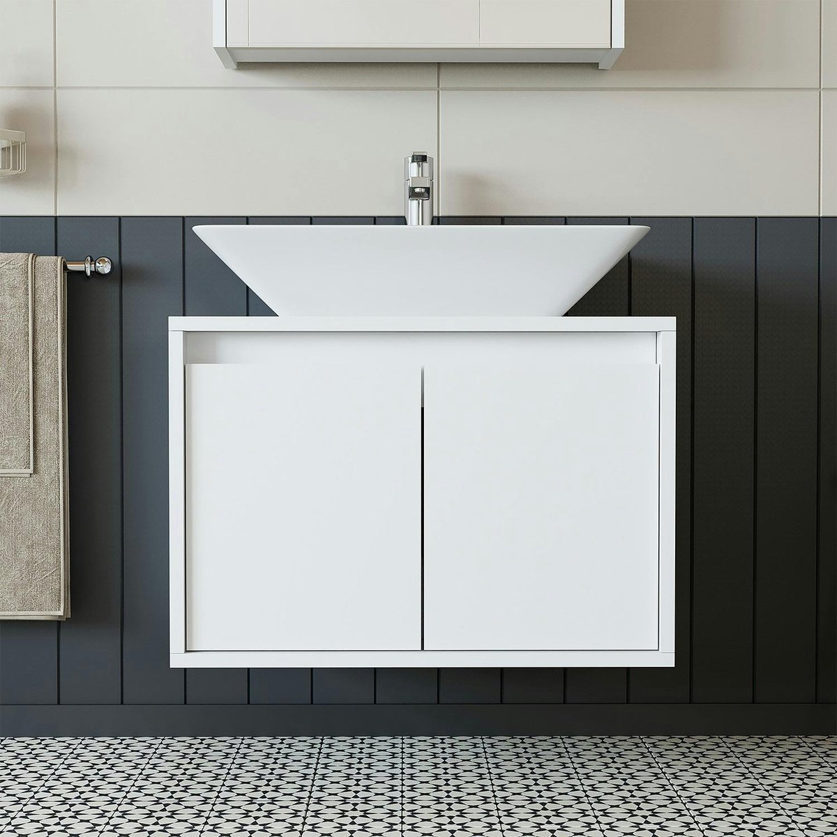Meuble vasque suspendu 2 portes 65 cm MARN blanc, PIER IMPORT