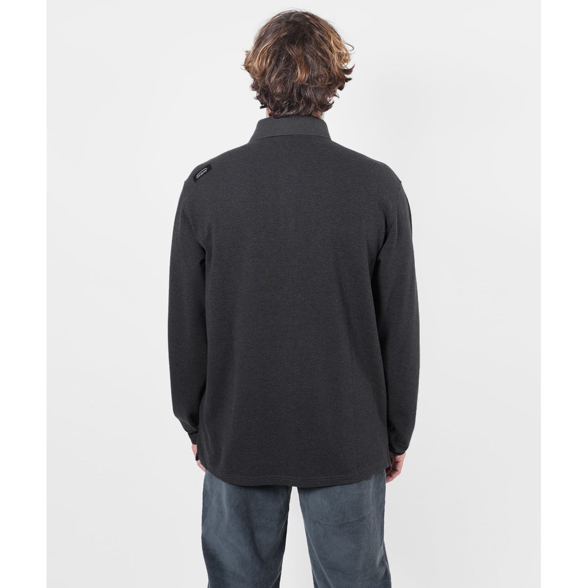 Polo manches longues STAPLE black heather, OXBOW
