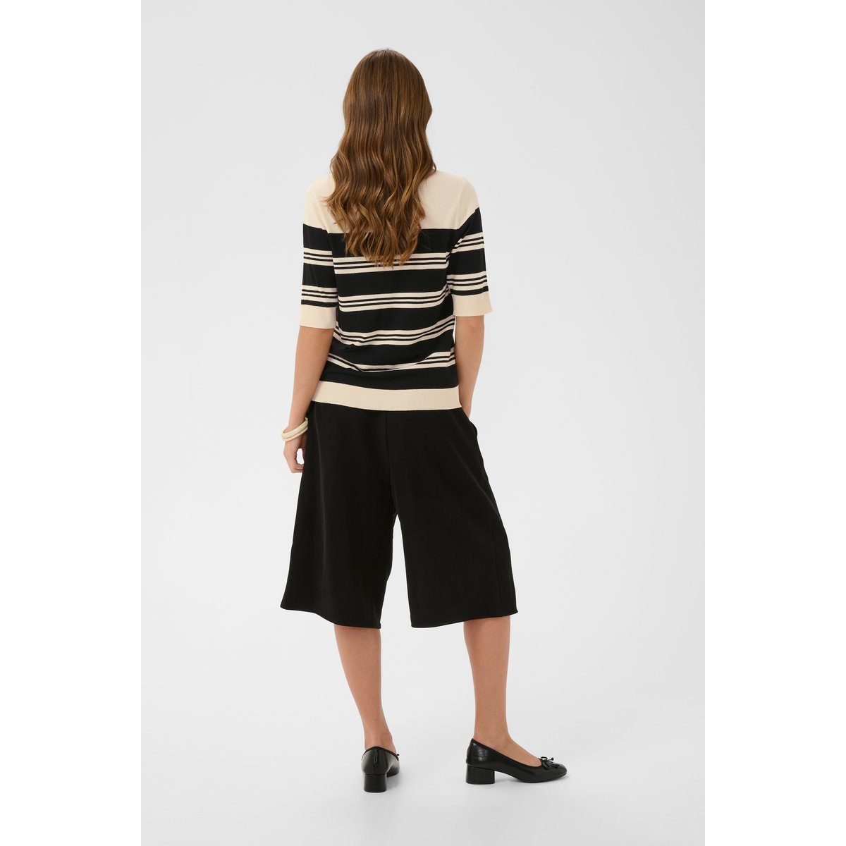 Pullover tricoté blanc noir whitecap/black stripe, CULTURE