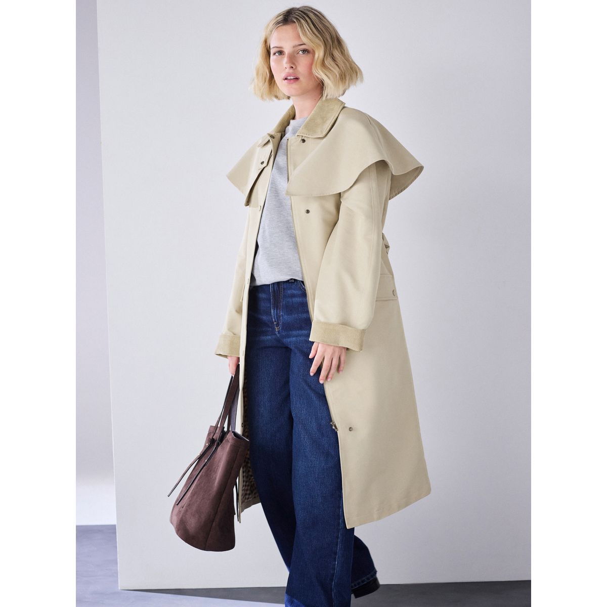 Trench-coat cape grège, NEXT