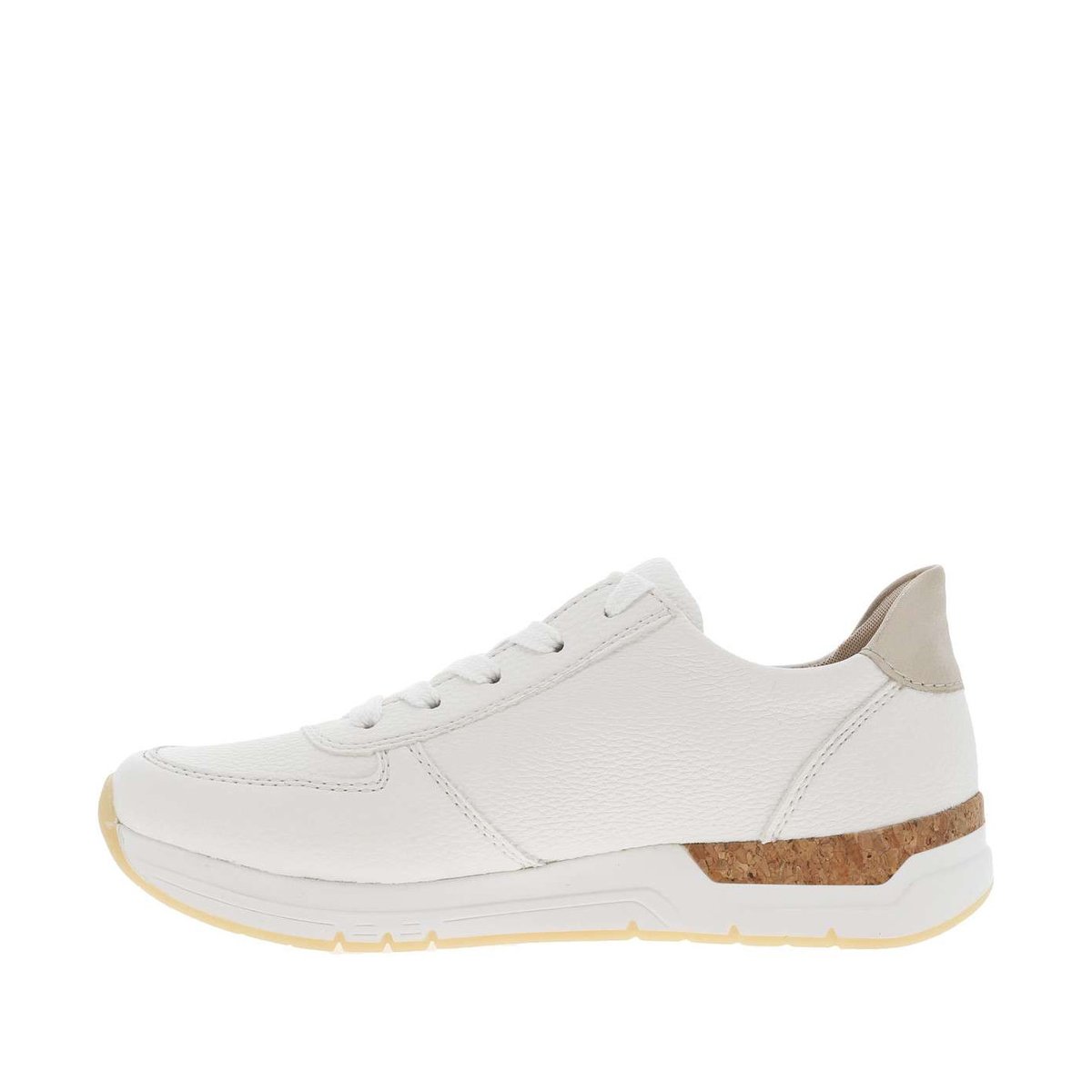 Baskets running écrues à talon plat et à lacets et zip latéral grainées écrues, RIEKER