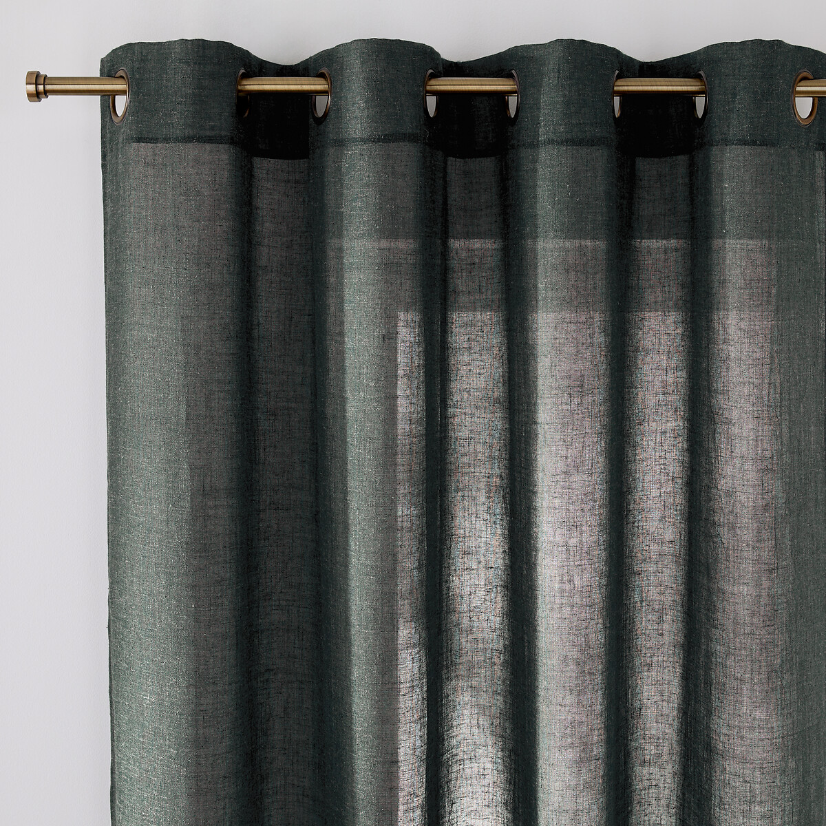 Voilage polyester et lin oeillet Aron bleu pétrole, LA REDOUTE INTERIEURS