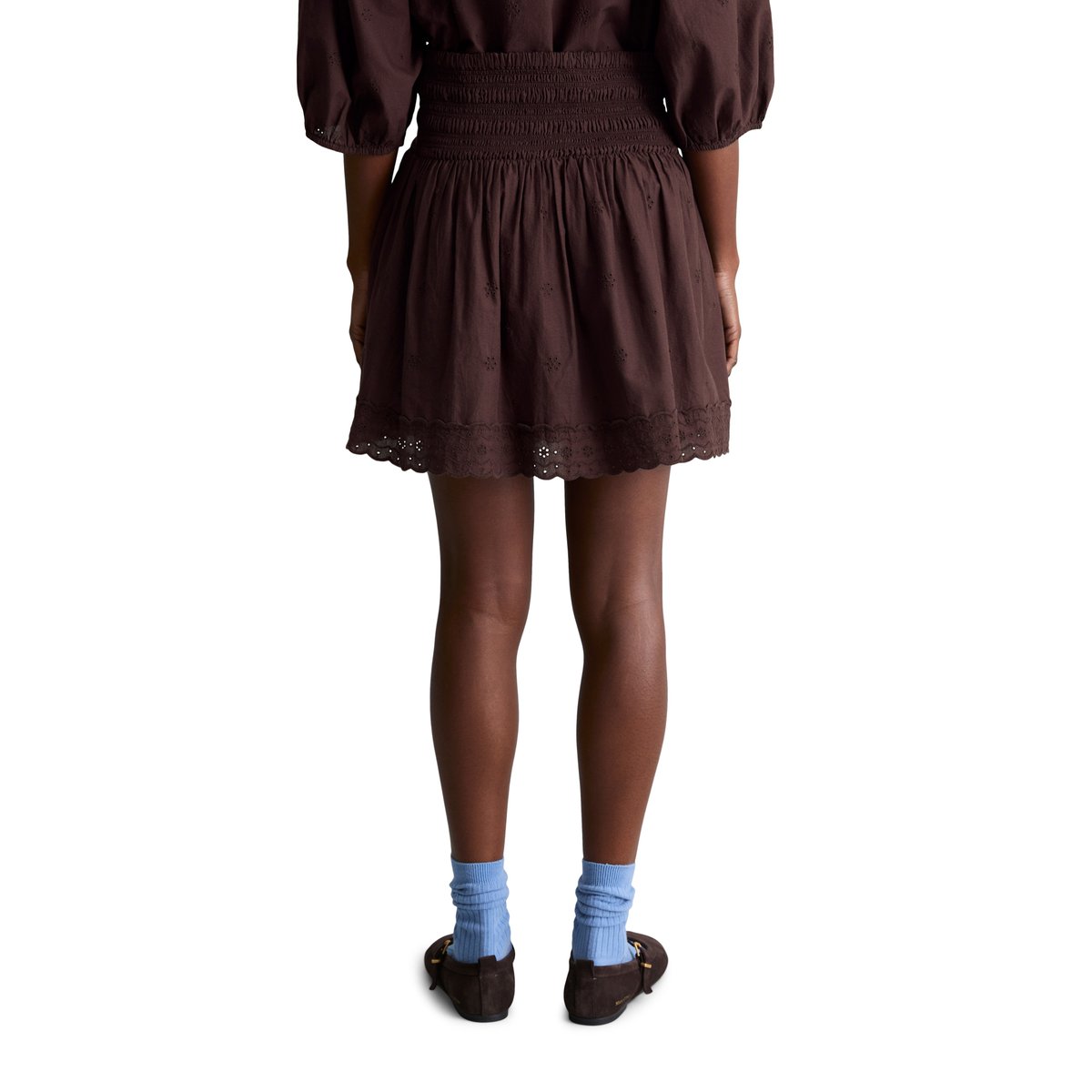 Broderie-Anglaise-Mini jupe évasée en pur coton bio dunkelrot, MARC O’POLO DENIM