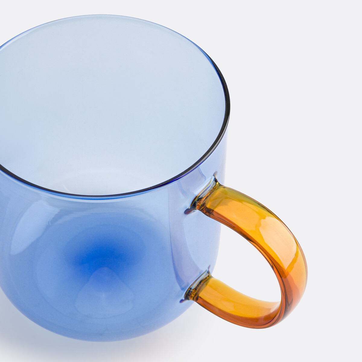 Lot de 4 tasses en verre anse colorée, Oryn bleu/orange, LA REDOUTE INTERIEURS