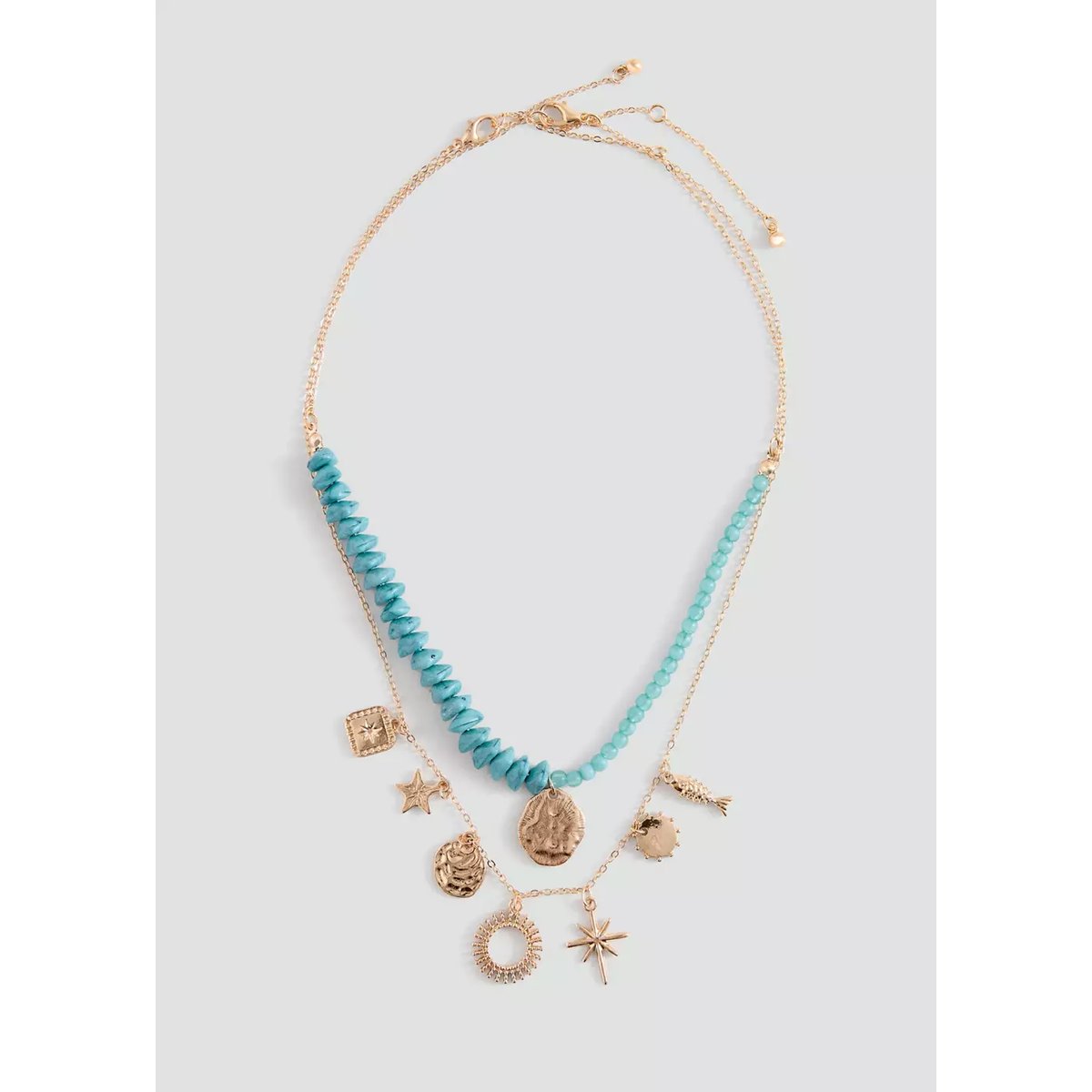 Pack 2 colliers combinés bleu, MANGO TEEN