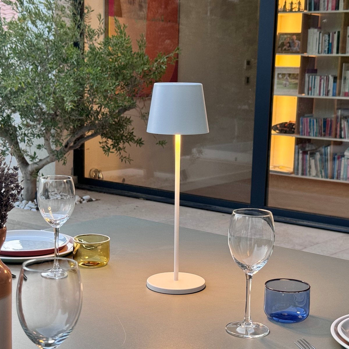 Lot de 6 Lampes de table avec socle 6x KELLY blanc, LUMISKY