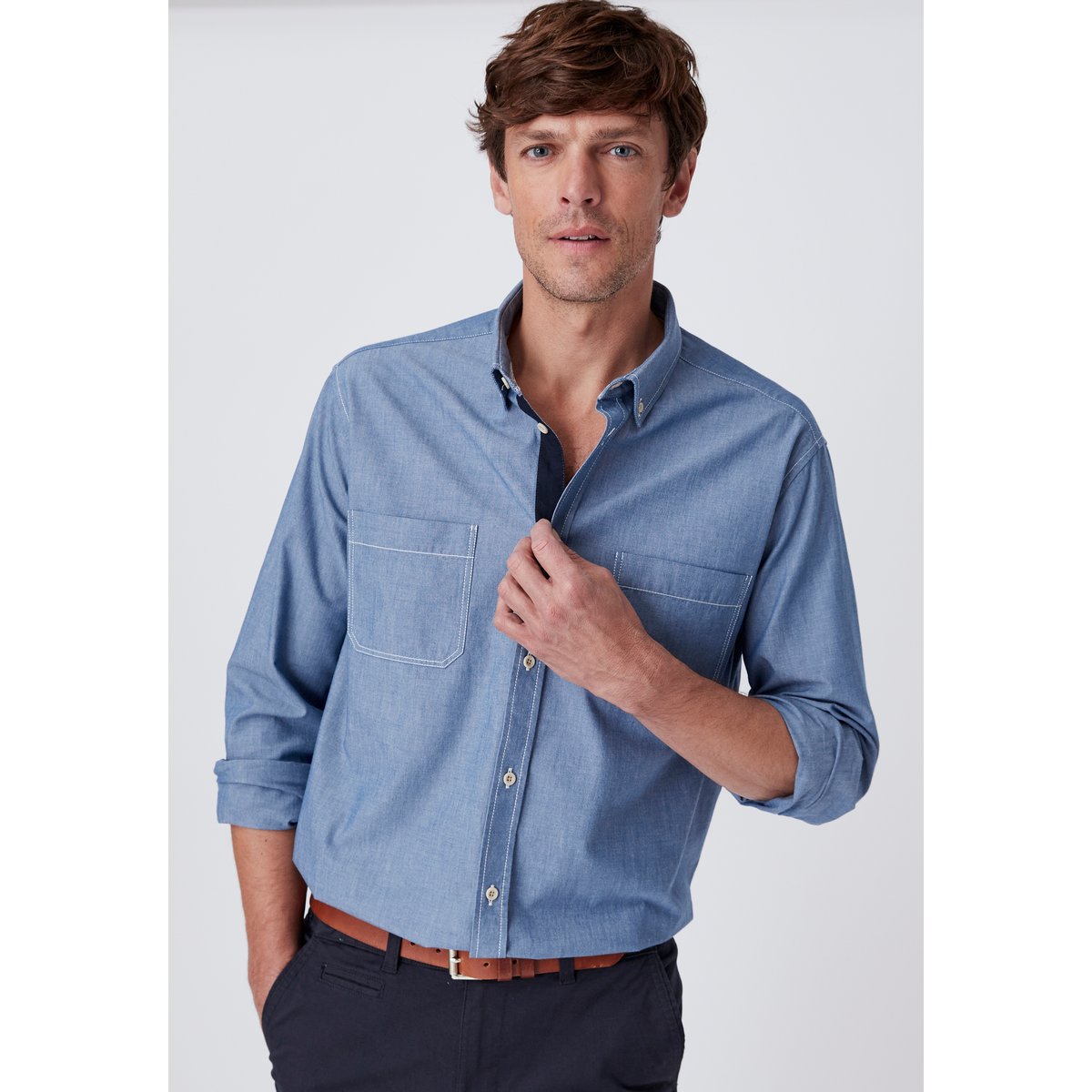 Chemise tissu chambray bleu chambray, DAMART