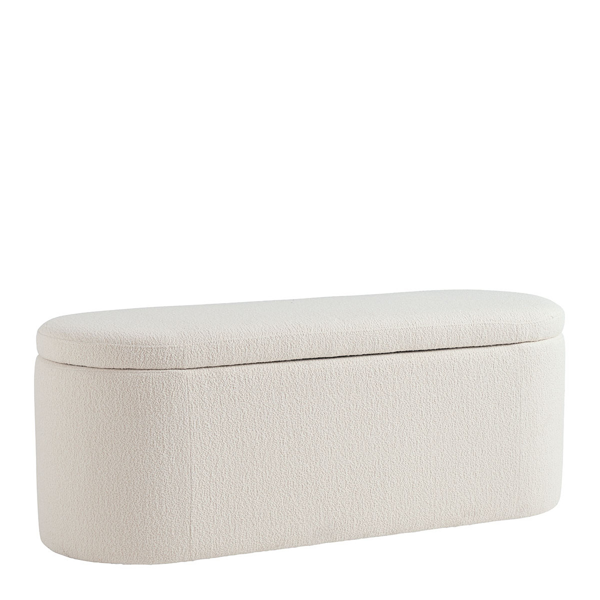 Banc coffre tissu bouclette 120x45x45 crème, BLANC D’IVOIRE