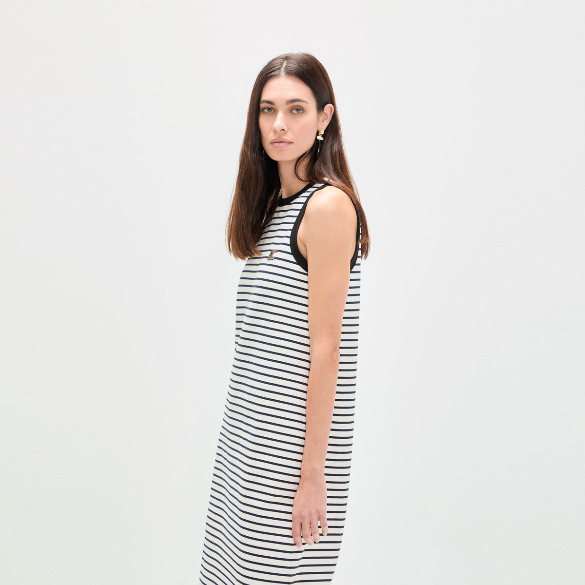 Robe longue sans manches à rayures blanc, LOLA CASADEMUNT