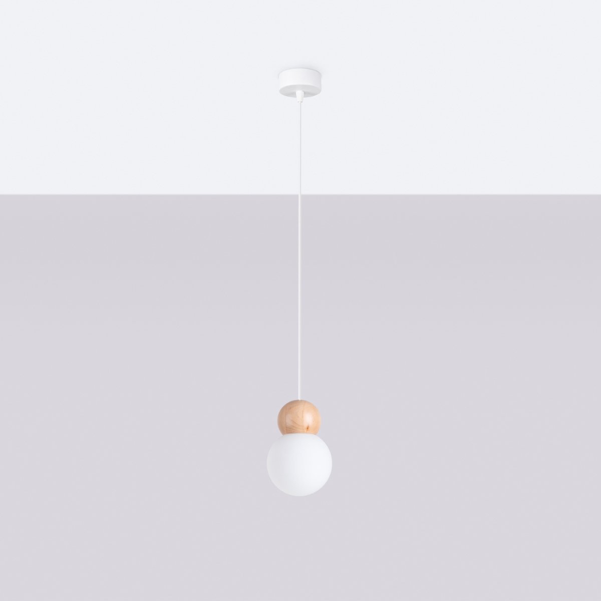 Suspension Verre Blanc/Bois Naturel G9 1 Pekka blanc, EDEN