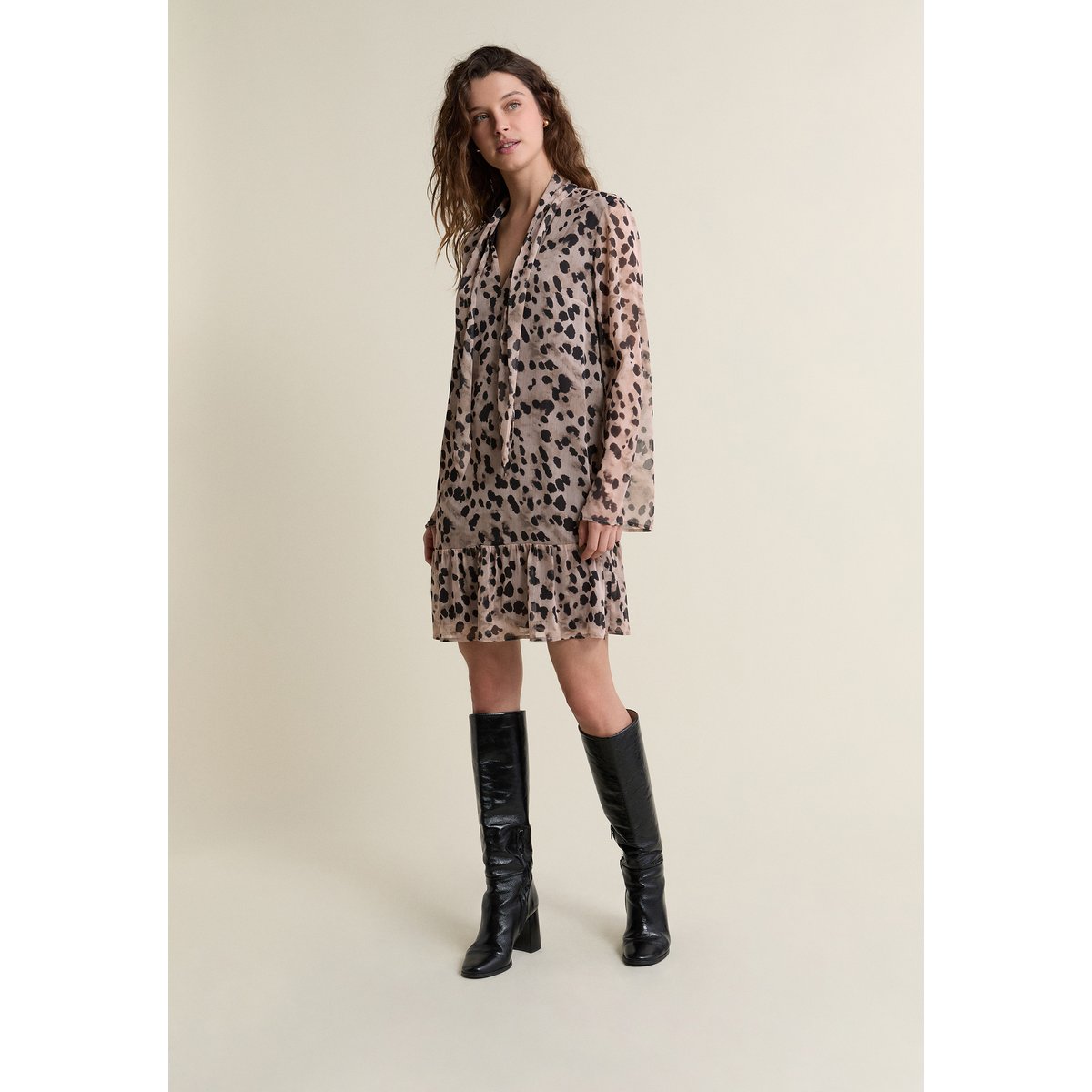 Robe courte à motifs A BERLINI IMP taupe, ETAM