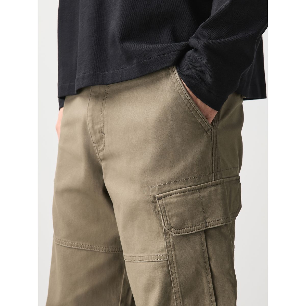 Pantalon cargo stretch en coton marron, NEXT