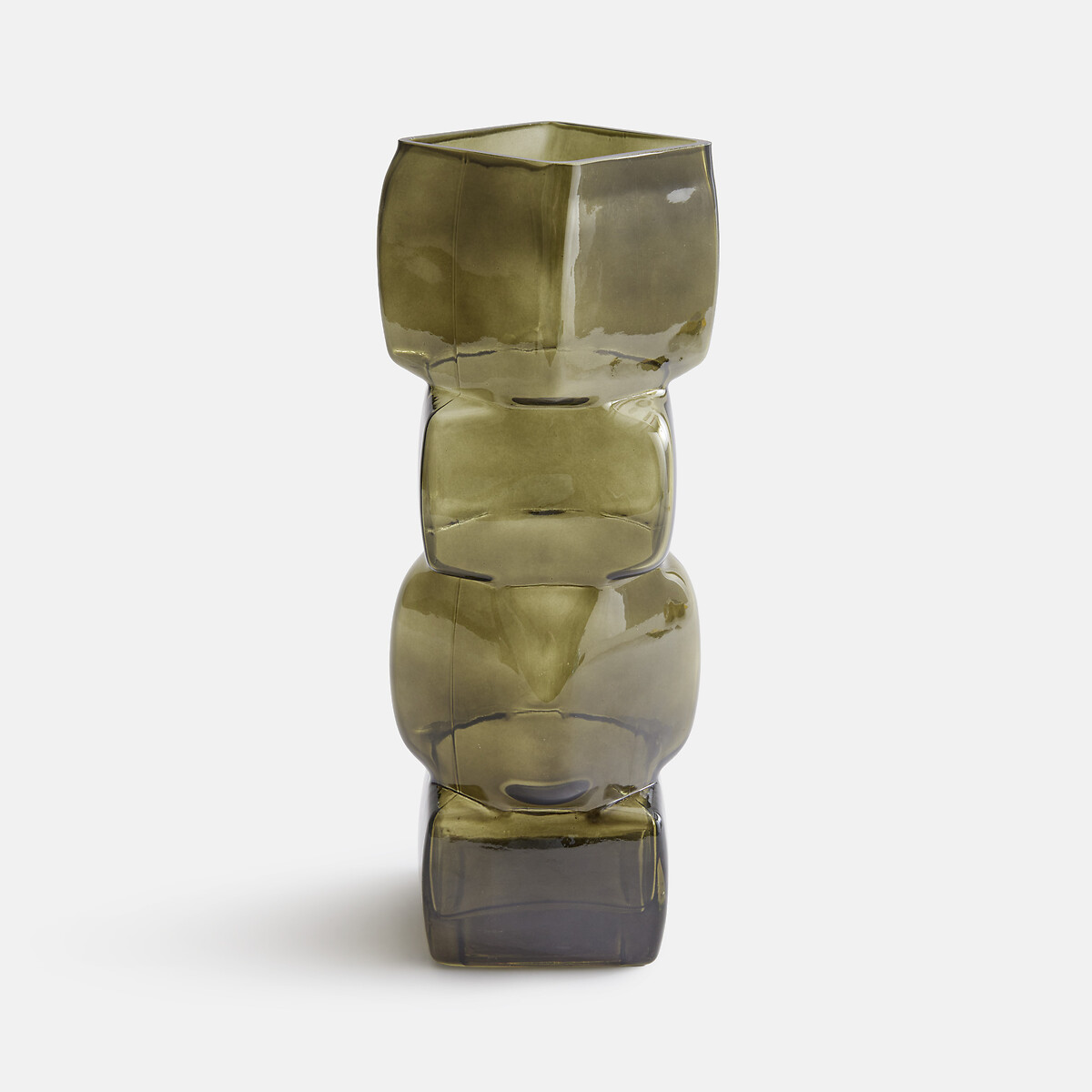 Vase en verre fumé coloré, hauteur 40 cm, CUBIA vert olive, LA REDOUTE INTERIEURS