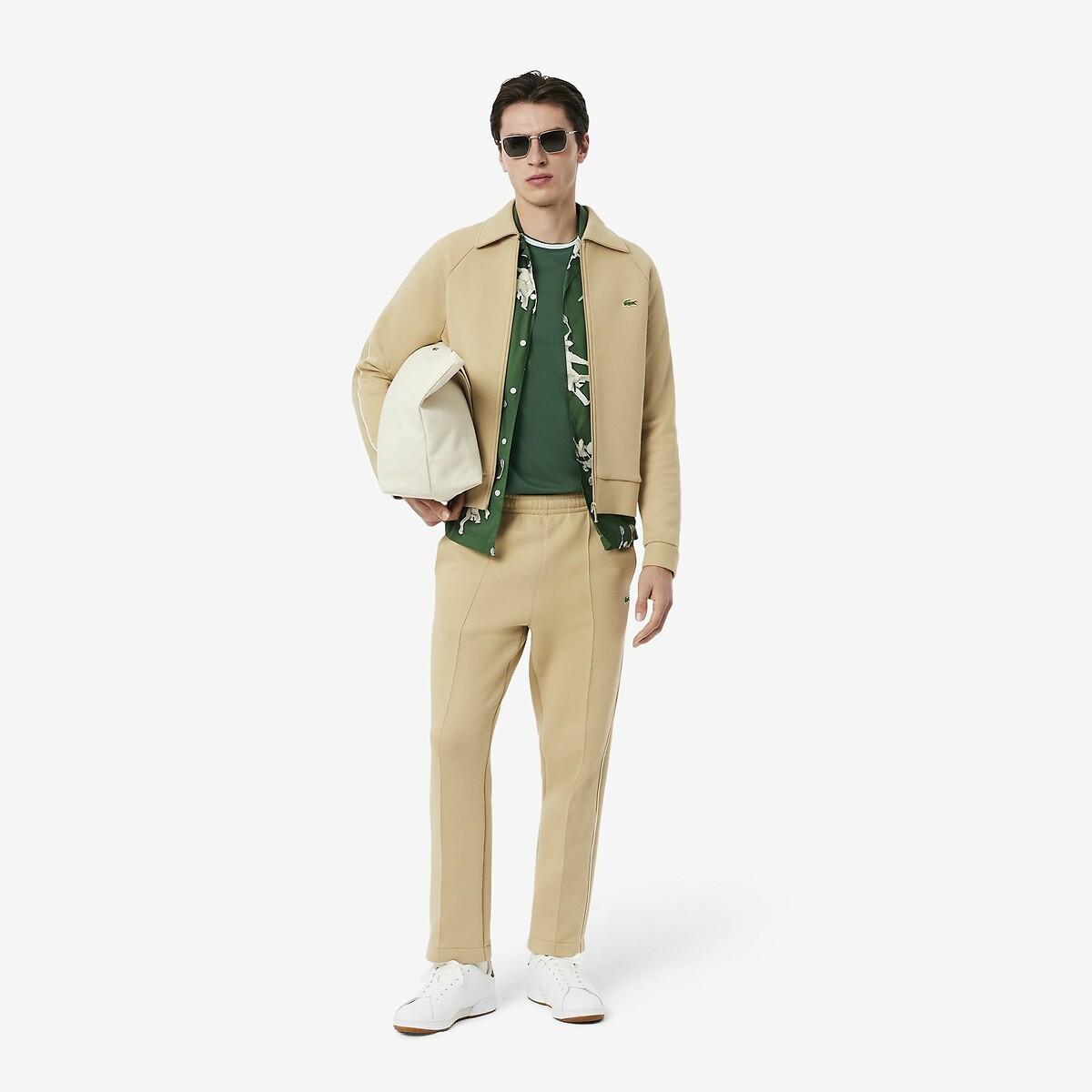 Regular Fit T-Shirt with Striped Collar green, LACOSTE