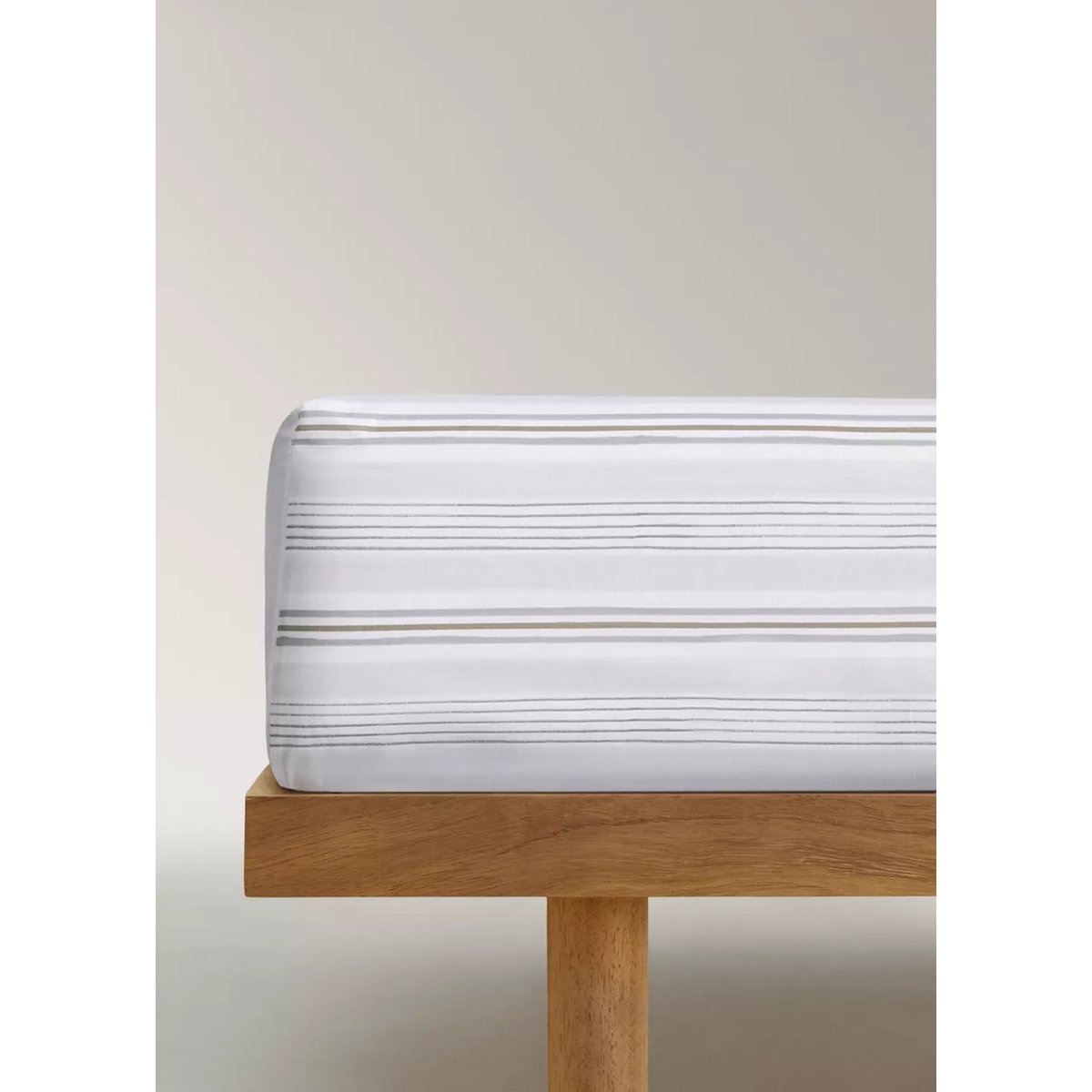 Drap-housse berceau 100 % percale de coton rayures gris, MANGO HOME