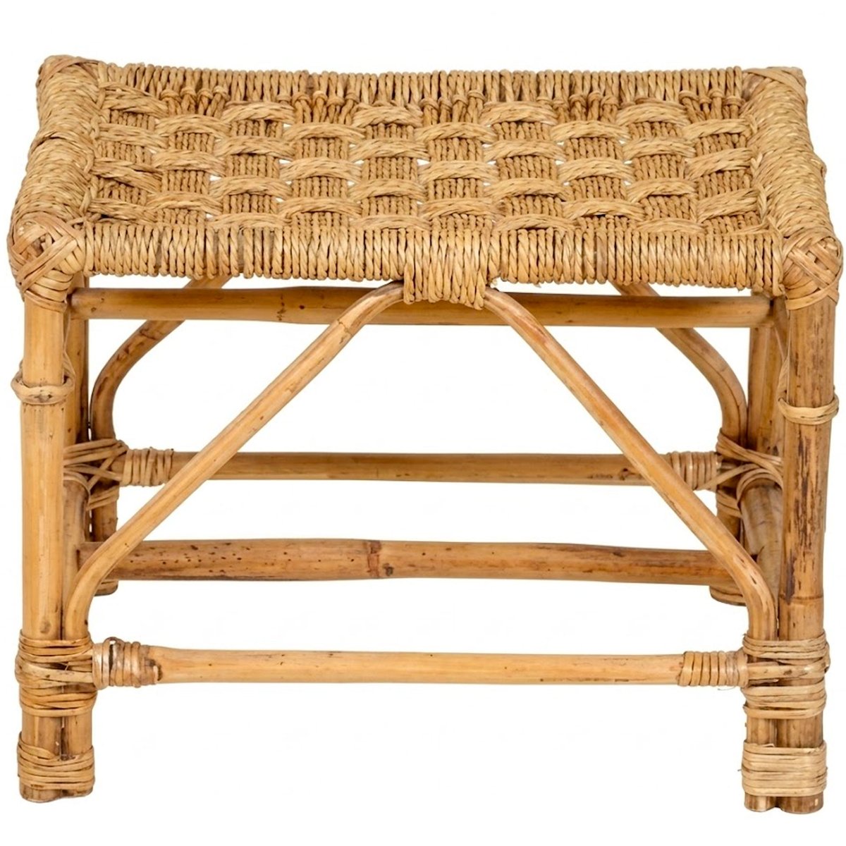 Table basse bambou et osier 36x36x41cm bois, VERSA