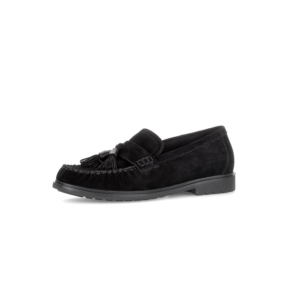 Mocassins en cuir à talon décroché noir velours, GABOR