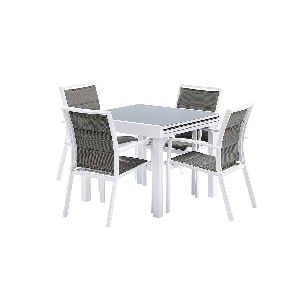 Ensemble en aluminium, 8 sièges MODULO blanc, WILSA GARDEN