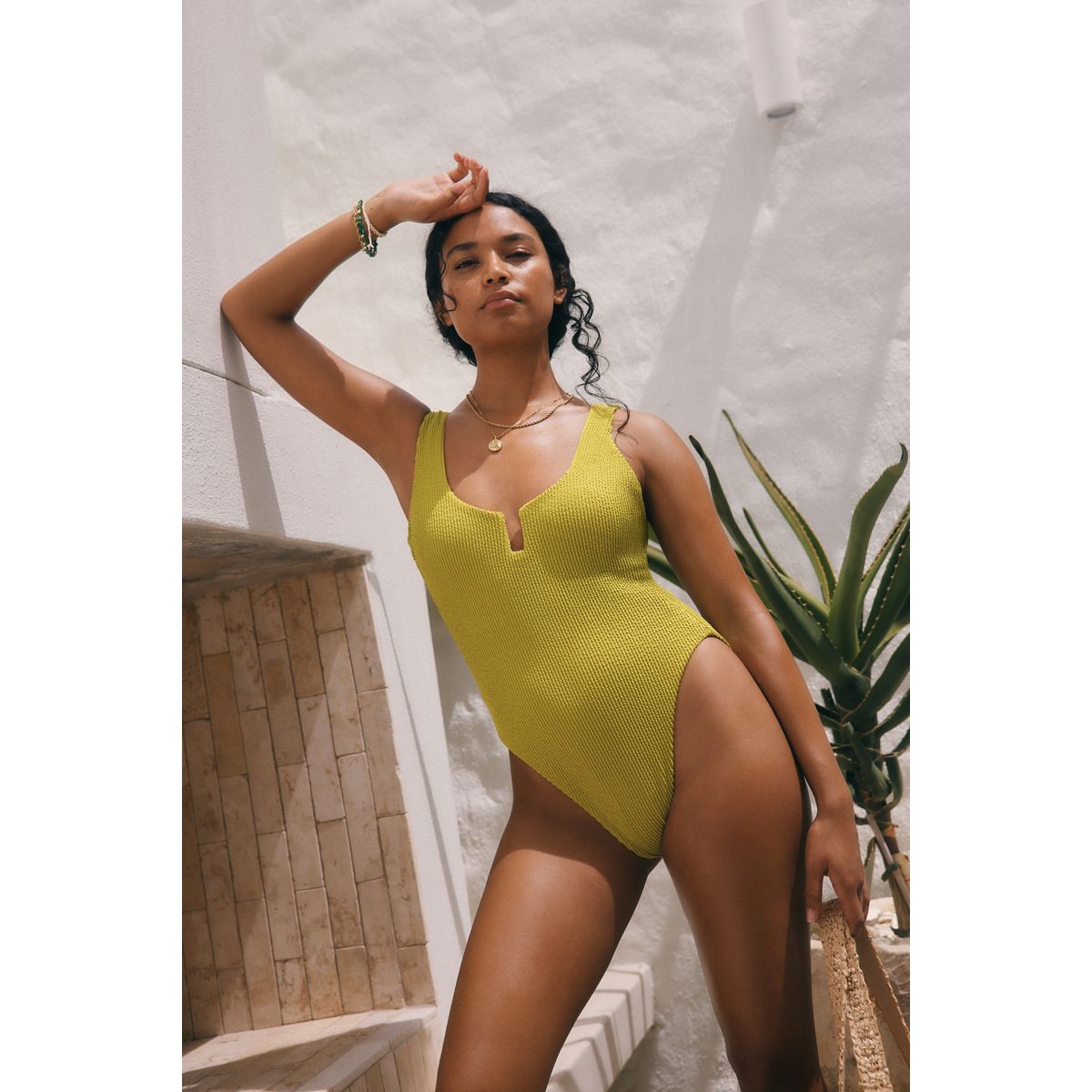 Maillot de bain effet gainant texture verte, NEXT