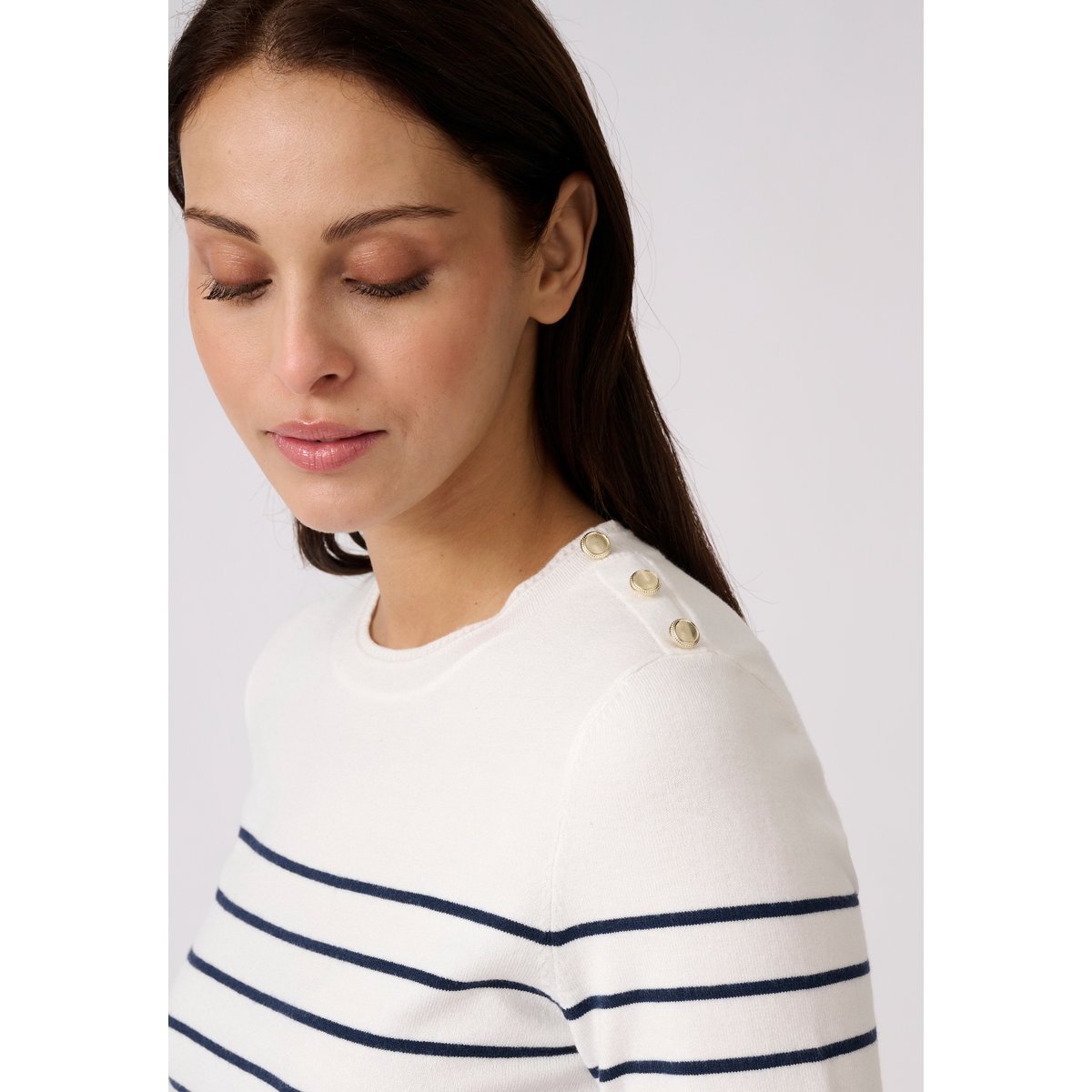 Pull rayé manches aux coudes bleu blanc rayé, DAMART