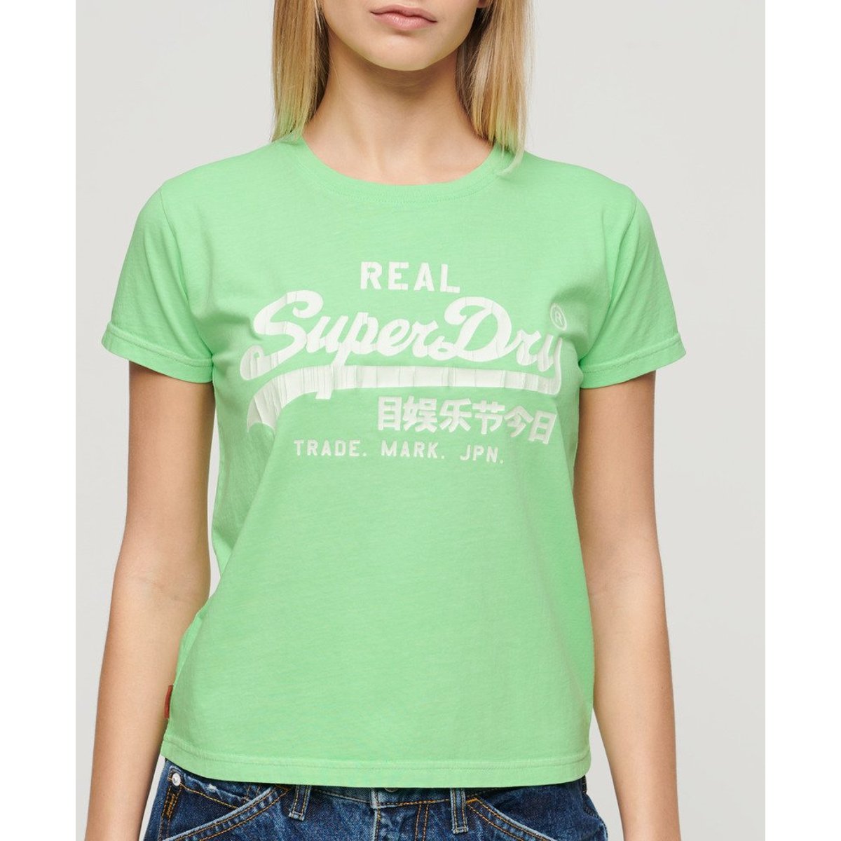 T-shirt ajusté à motif fluo vert menthe néon, SUPERDRY
