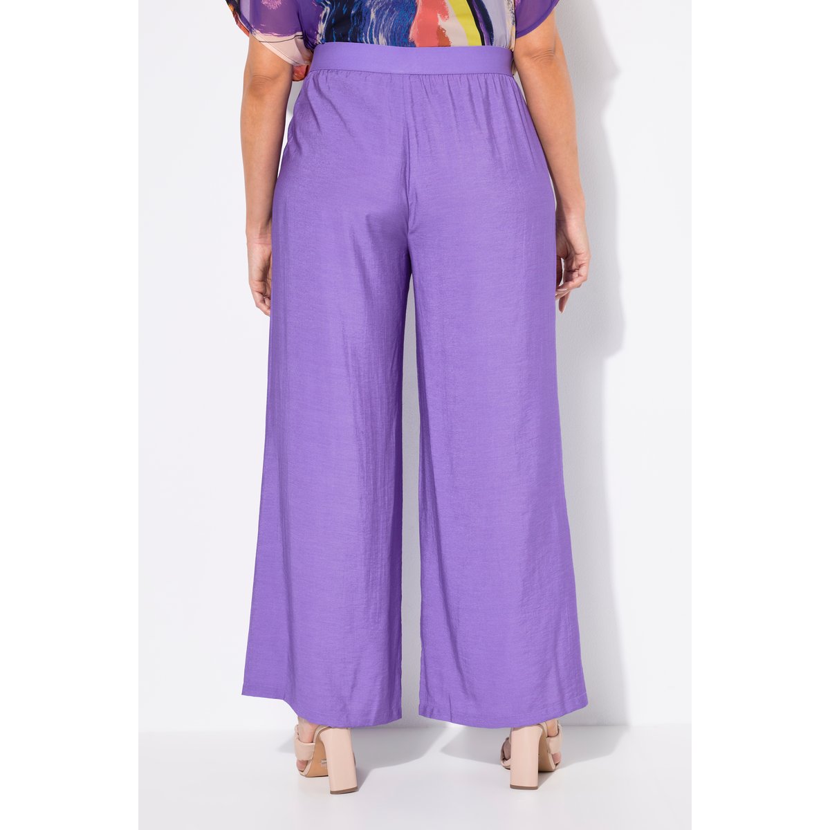 Pantalon à enfiler à tissu texturé. Taille violet, ULLA POPKEN