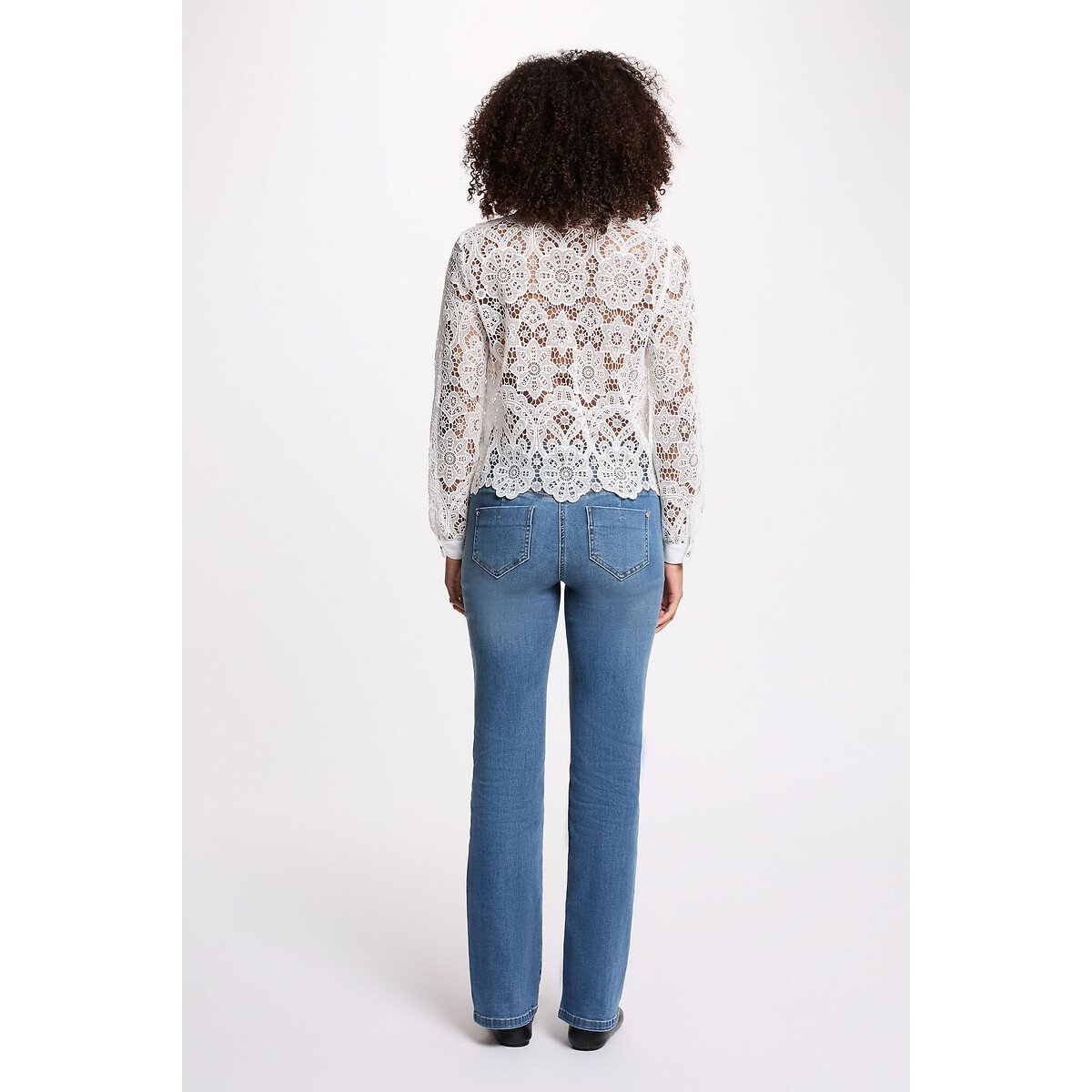Camicia in pizzo a maniche lunghe bianco, MORGAN