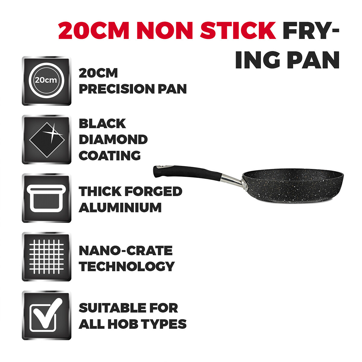 20cm Precision Non-Stick Frying Pan black, TOWER