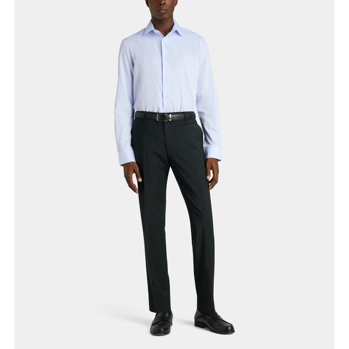 Chemise droite hsrtax sans repassage en coton bleu clair, GALERIES LAFAYETTE