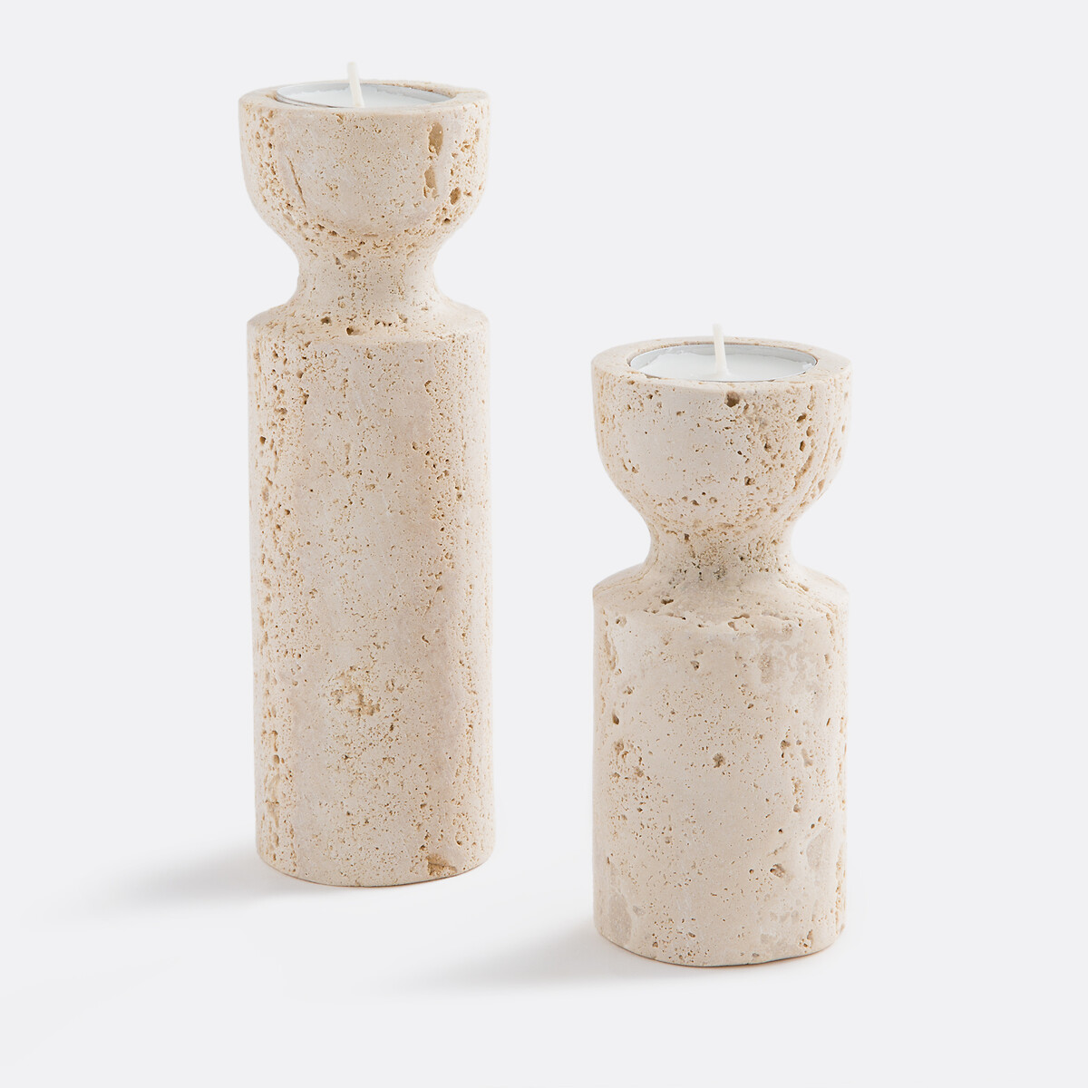 Set of 2 Rumia Travertine Candlesticks travertine, LA REDOUTE INTERIEURS