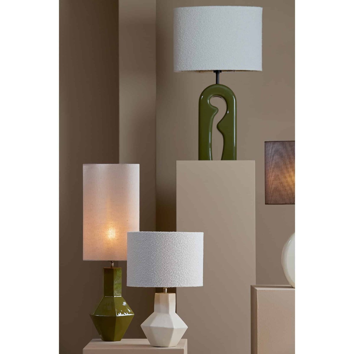 Abat-Jour Textile BOUCLE blanc, LIGHT & LIVING 