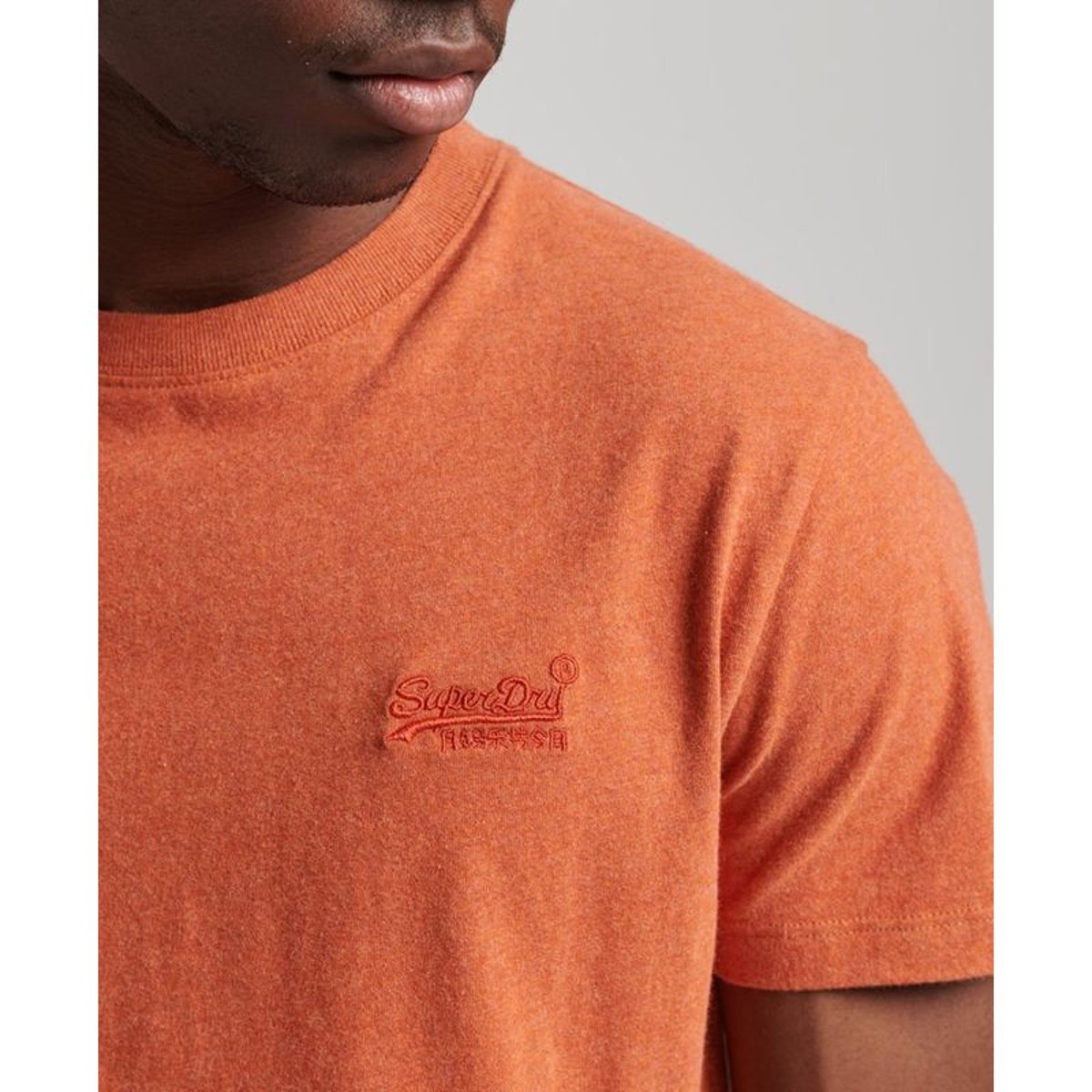 T-shirt Logo Essential en Coton Bio orange rouille chiné, SUPERDRY