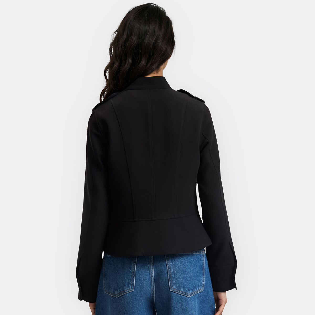 Veste esprit officier, coupe cintrée, stretch noir, LA REDOUTE COLLECTIONS