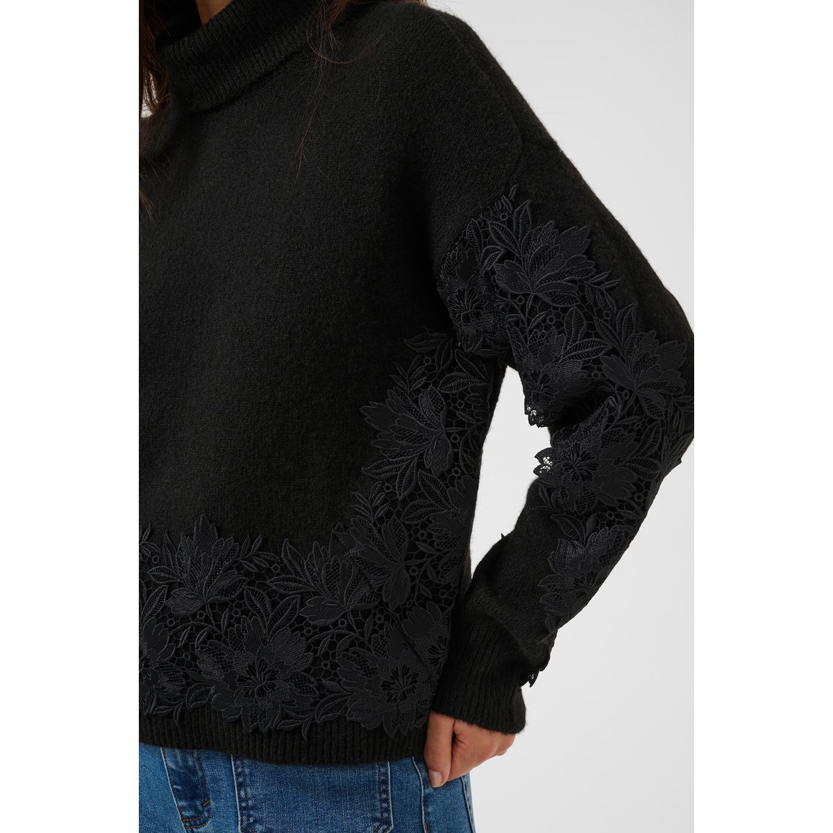 Col roulé noir black, KAFFE
