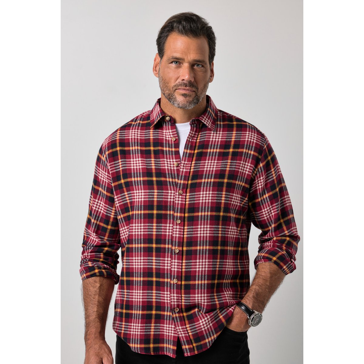 Chemise en flanelle rouge foncé, JP1880