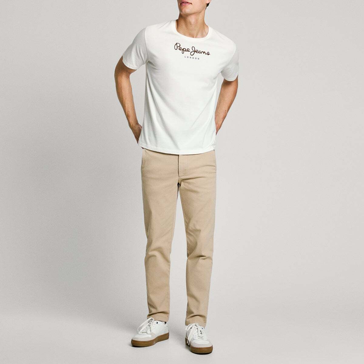Pantalon Chino Coupe Slim beige béton, PEPE JEANS