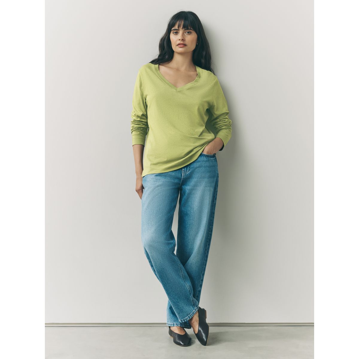 T-shirt ample en mélange de coton et modal vert, NEXT